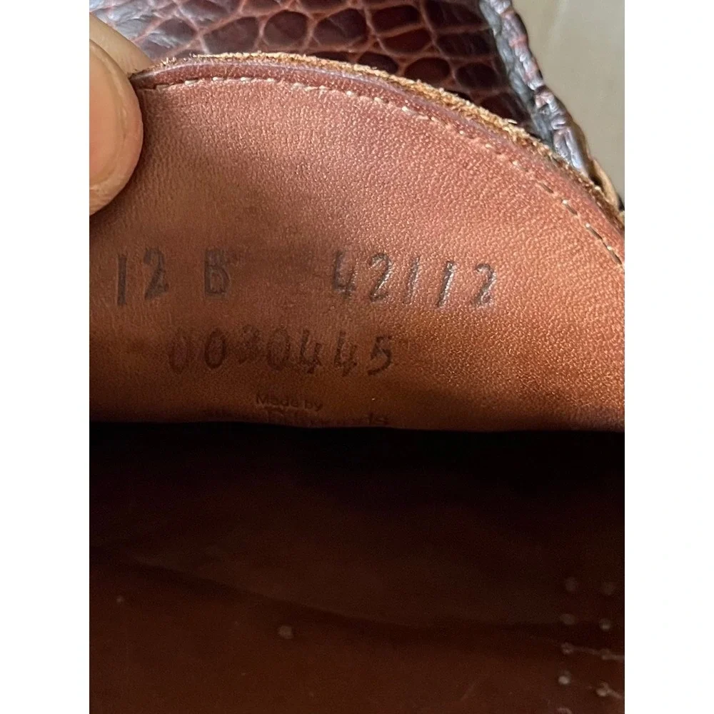Allen Edmonds Grand Cayman Brown‎ Croc Embossed Leather Bit Loafers